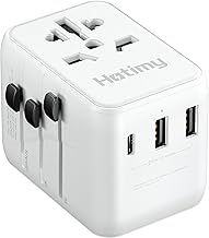 Universal Travel Adapter, Hotimy Worldwide Travel Adapter with USB C & 2 USB A Ports, Dual 10A Fused International Power Adapter, Universal Plug Adaptor All in One for Europe, UK, US, Australia & More