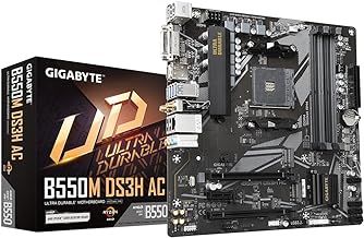 Gigabyte B550M DS3H AC Motherboard - Supports AMD Ryzen 5000 Series AM4 CPUs, 5+3 Phases Pure Digital VRM, up to 4733MHz DDR4 (OC), 2xPCIe 3.0 M.2, GbE LAN, USB 3.2 Gen1