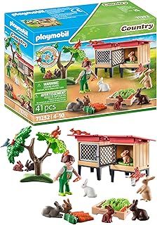 Playmobil 71252 Country Rabbit hutch, Animals for the organic farm, Sustainable toys for children ages 4+