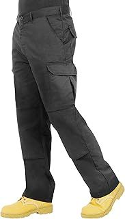 Proluxe Endurance Mens Cargo Combat Work Trouser with Knee Pad Pockets and Reinforced Seams, Long Length, Black or Navy, 34 inches Waist, 31 inches Inseam