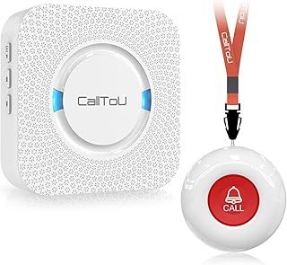 CallToU Wireless Personal Alarms for Elderly Call Button Panic Alarm 500ft Nurse Call Bell Patient SOS System for Home/Personal Caregiver Pager with 1 UK Plug-In Receiver 1 Waterproof Button