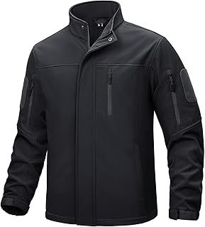 TACVASEN Mens Military Jacket Waterproof Fleece Jacket Winter Softshell Jacket Work Jacket with Zip Pockets