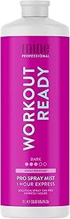 MineTan Professional Spray Tan Solution | Workout Ready - Rapid Express Fake Tanning Liquid, Transfer Resistant, Fast Drying, Super Dark, Brown Finish, Best Sunless Tanner, No Orange, 33.8 Fl Oz