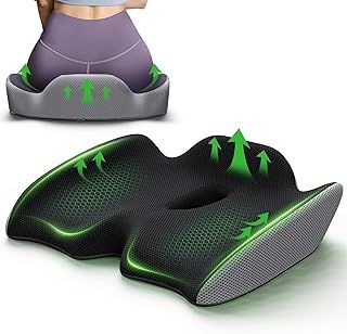 Benazcap Office Chair Seat Cushion, Pressure Relief for Hip, Sciatica, Tailbone, Lower Back Support, Memory Foam Coccyx Cushion for Car, Wheelchair, Office, Gaming Long Sitting, Large