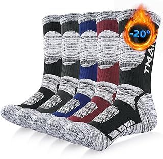 RUIXUE Mens Thermal Socks Thick Warm Winter Socks, Breathable Walking Crew Socks Outdoor Multi Performance Socks for Hiking Trekking Running (5 Pairs/6 Pairs)