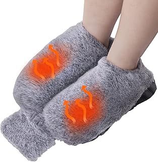 WARMTUYO Heated Foot Warmer, 2 Litre Hot Water Bottle with Soft Plush Cover, Foot Warmers Hand Warmer for Men and Women, Anti-Slip Sole, Hot Water Bottle Pouch for Pain Relief