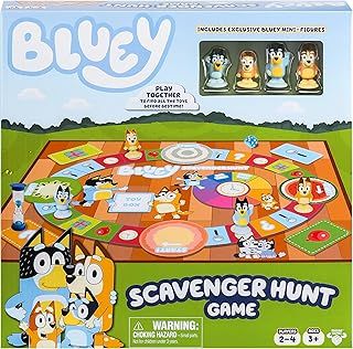 Bluey Scavenger Hunt Game A Fun Board Game Full Of Fun Activities To Perform, Things To Find And Questions About Bluey To Answer