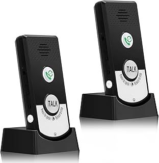 Wireless Intercom, Two Way Voice Wireless Water Proof Intercom System, 1000m Long Range Wireless Doorbell, Intercom System with 2 Bases 2000mah Large Capacity Battery