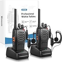 Long Range Walkie Talkies,16-Channel USB Rechargeable Walkie Talkies for Adults & Kids, 2-Way Radio Kit with LED Light, Earpieces and Charger (2 Pack)