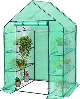 Greenhouse with PE Cover Cold Frame for Garden, Walk in Greenhouse Ideal for Outdoor, Mini Green house Ideal for Backyard Space Small Green house with 6 Shelves meet your gardening needs