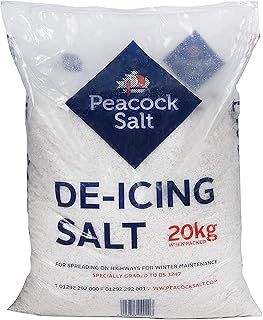 Peacock Salt 20KG Bag White De-Icing Rock Salt for Weeds Clearing Roads Paths and Driveways of Ice and Snow
