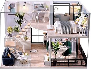CUTEBEE Dollhouse Miniature with Furniture, DIY Wooden DollHouse Kit Plus Dust Proof and Music Movement, 1:24 Scale Creative Room Idea-L32