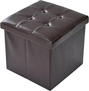 CMY Pouffe Footstool Folding Ottoman Storage Box Faux Leather Foot Rest Stool Toy Chest Shoe Bench Dressing Table Chair with Lids for Living Room…