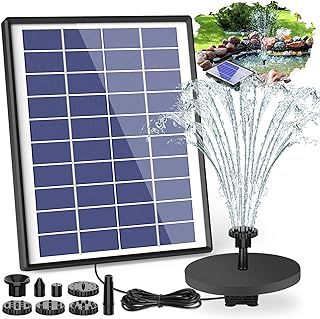 AISITIN 6.5W Solar Fountain Pump with1500mAh Battery Solar Water Pump Floating Fountain, 6 Nozzles, for Bird Bath, Fish Tank, Pond or Garden Decoration