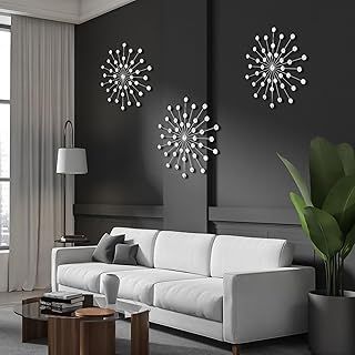 3Pcs Crystal Diamond Wall Art Modern Metal Wall Decor for Living Room Jeweled Wall Decoration Bling Crystal Wall Hanging Diamond Accents Creative Home Decor for Bedroom Dining Room(Gold)
