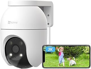 EZVIZ 3K Security Camera Outdoor No Subscription, 512GB Local Storage SD Card Supports, 360° PT, Colour Night Vision, Human/Vehicle Detection, Auto-Track, Home Wifi CCTV System, Alexa/Google (C8c 5MP)