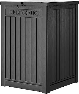 48 Gallon Package Delivery Box for Porch, Storage Box with Lockable Secure, Large Double Wall Resin Outdoor Package Delivery and Waterproof Deck Box