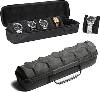 URCHUZE 5 Slots Watch Case for Men,Watch Travel Case,Hard portable Watch Roll Travel Case - Storage Organizer and Display fit large &small watches