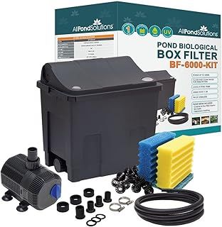 Small Fish Pond Filter Box - Koi/Goldfish - Ponds up to 6000L Full Kit - Includes 9w UV 2300L/H Pump hosing and clips.