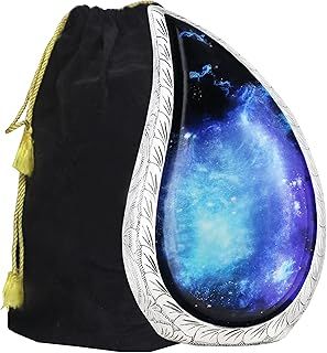 M MEILINXU Cosmic Galaxy Urn - Teardrop Aurora Borealis, Black & Blue, Large