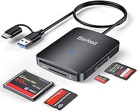 SD Card Reader, 4 in 1 USB C & USB 3.0 Card Reader Adapter, 4 Cards Simultaneously Memory Card Adapter for SD/SDHC/SDXC/Micro SD/MMC/Micro SDXC/MS Duo/MS Pro Duo/CF, Compatible with Windows,OS
