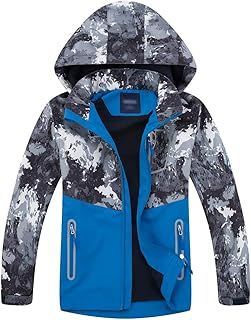Boys Waterproof Jacket Kids Coat Camo Girls Lightweight Windbreaker Outdoor Fleece Raincoat with Hood