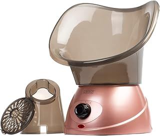 LIVIVO Facial Face Spa Steamer Inhaler with Aromatherapy Diffuser and Dual Nose-Cones Kit Set - Ideal to Use on Open Pores for Removal of Dirt Acne Pimples etc (Rose Gold)
