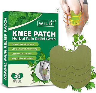 WILD+ Knee Pain Relief Patches, 40PCS Natural Pain Relief Patch Herbal Heat Patches, Wormwood Knee Heat Pads for Pain Relief Arthritis, Neck/Shoulder/Back/Joint Pain, Muscle Soreness