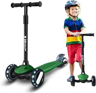 XJD 3 Wheel Kids Scooter Age 2-8 Toddler Scooters Adjustable Height Handle with PU Flashing Wheels for Boys Girls Children