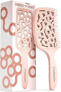 FRAMAR Professional Vented Hair Brush – Paddle Curved Hair Brush For Blow Drying, Vent Brush, Wet Paddle Brush for Women Blow Drying, Blow Dry Hair Brush Women - Champagne