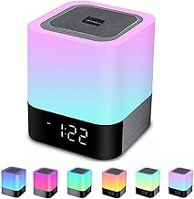 WamGra Wireless Bluetooth Speaker with Touch Control Bedside Lamp,Alarm Clock,MP3,Portable Smart LED Touch Sensor Table Lamp Dimmable RGB Multi-Color Changing Night Lights, All in 1