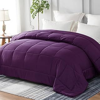 Whale Flotilla Reversible Duvet Double Size for All Seasons, 7.5 Tog Down Alternative Box Sitiched Duvets, Lightweight and Machine Washable, 200x200 cm, Purple