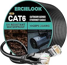 Ercielook Cat6 Outdoor Ethernet Cable 50m - High Speed 23AWG 10Gbps CCA UTP Network Cable - Direct Burial LLDPE UV Jacket LAN Cable