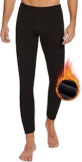 HIPOWER Men's Thermal Underwear Long Johns Bottoms Fleece Lined Pants Base Layer Winter Black Sports Leggings Workout Warm Running Hiking Gym Ski Pajama Trouser