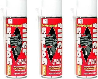 Gorilla Filler Weatherproof Expanding Foam Filler, Securely Seals & Fills, Squeezes Into Gaps, Suitable for Filling, Sealing Gaps & Cavities, Keeps Dust and Pests Aways, 500ML (3 PCS)