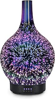 Essential Oil Diffuser Glass Aromatherapy Electric Ultrasonic Cool Mist Aroma Diffuser Scented Oil 3D Firework Diffusers, Whisper Quiet Waterless Auto Shut-Off for Home Office SPA Yoga 120ml
