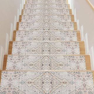 Stair Treads for Wooden Steps Set of 15, 76x20cm Non Slip Carpet Stair Treads Rubber Stair Runner Indoor Stair Rugs Safety Mats for Dogs,Kids&Elder,Stairway Grip Step Treads Carpet