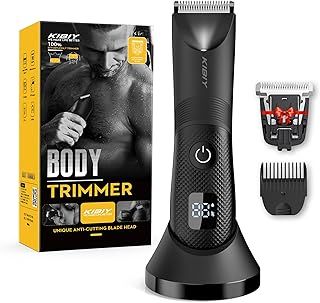 Body Trimmer Men, Kibiy Pubic Ball Hair Trimmer for Men with 2 Ceramic Blade, USB-C Rechargeable Body Shaver Electric Razor, IPX7 Waterproof, Wet Dry Use