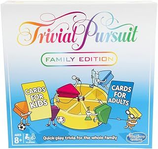 Hasbro Gaming Trivial Pursuit, Family Edition, Trivia Board Game for 2 Players or More, Party Games for 8+ Year Old Boys and Girls