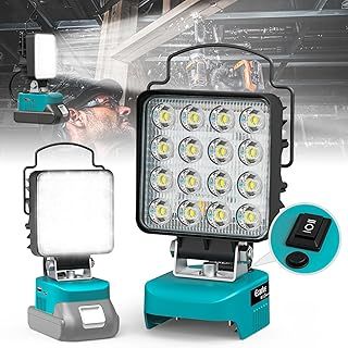 Ecarke Cordless LED Work Light - 48W/4800LM, 6500K Colour Temperature, Portable Flashlight for Makita 18V Battery, Type-C & USB Charging - Ideal for Camping, Hiking & Construction Sites(No Battery)