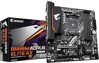 Gigabyte B550M AORUS ELITE AX Motherboard - Supports AMD Ryzen 5000 CPUs, 5+3 Phases Pure Digital VRM, up to 4733MHz DDR5 (OC), 1xPCIe 4.0 M.2, Wi-Fi 6E, GbE LAN, USB 3.2 Gen 2