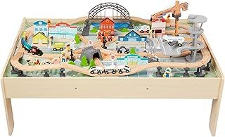 Amazon Basics 120-piece Train Set and Table, 120.4 x 85 x 41 cm, Multicolor