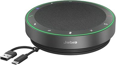 Jabra Speak2 75 Wireless Bluetooth Speakerphone with 4 Noise-cancelling Mics, Full-range 65mm Speaker and Super-wideband Audio - MS Teams Certified, Works with Other Platforms - Dark Grey